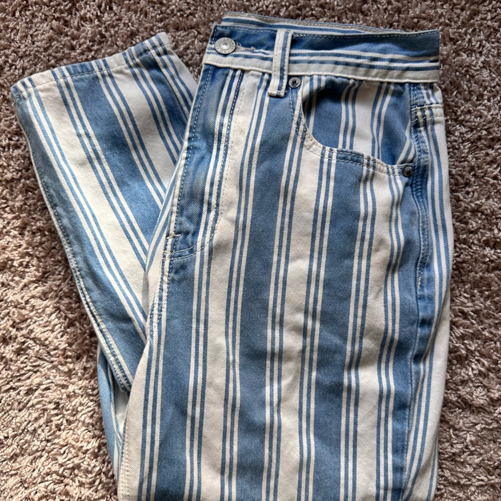 American Eagle Outfitters Blue and White Striped Pants